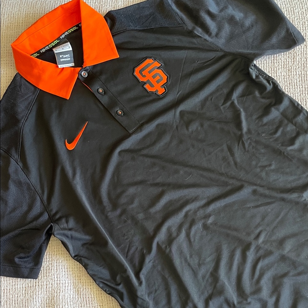 Nike Men's Black Polo with Orange Accents SF Giants